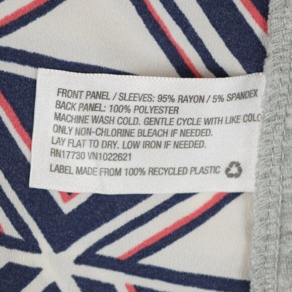 Merona Women's XS Gray Blue Geometric Scoop Neck Raglan Short Sleeve Tee - Picture 7 of 7